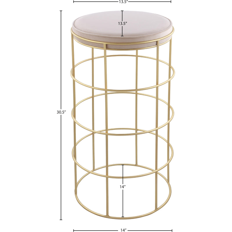 Meridian Rebar Cream Velvet Bar Stool IMAGE 3