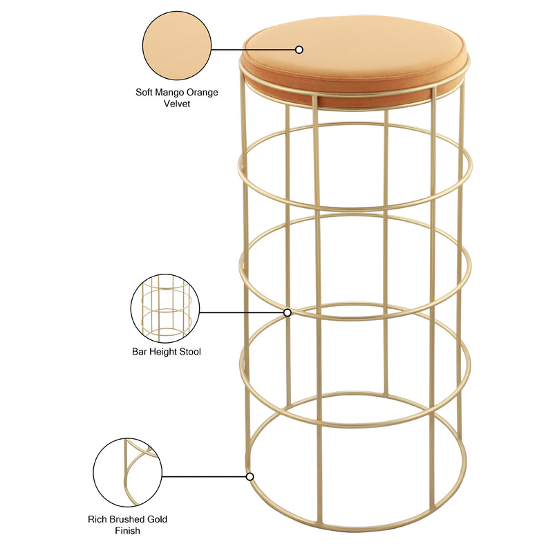 Meridian Rebar Mango Velvet Bar Stool IMAGE 4