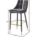 Meridian Sleek Grey Velvet Stool IMAGE 8