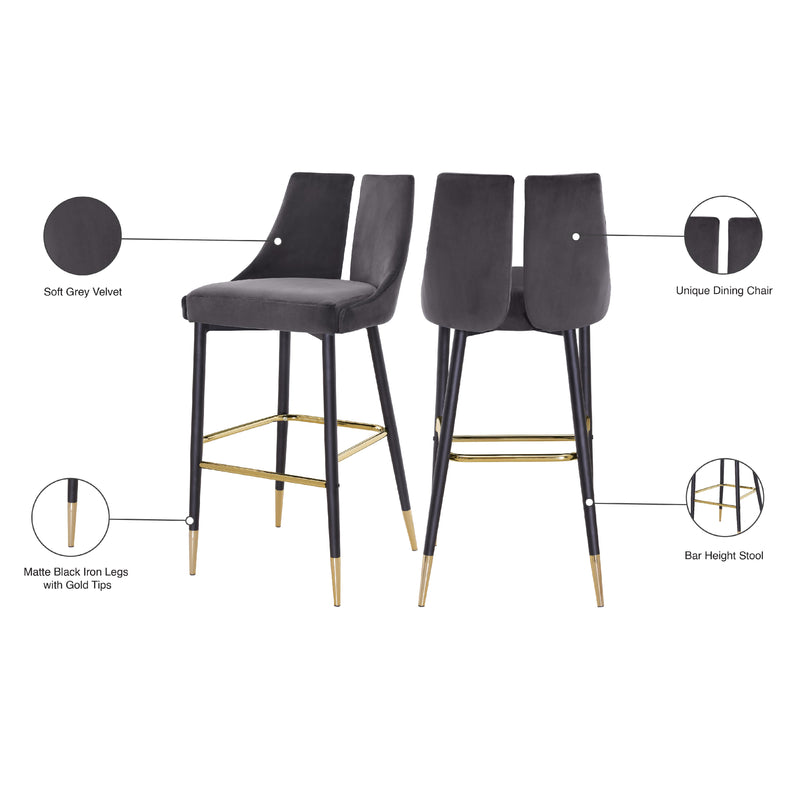 Meridian Sleek Grey Velvet Stool IMAGE 9