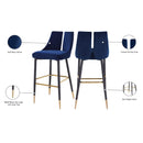 Meridian Sleek Navy Velvet Stool IMAGE 9