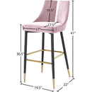 Meridian Sleek Pink Velvet Stool IMAGE 8