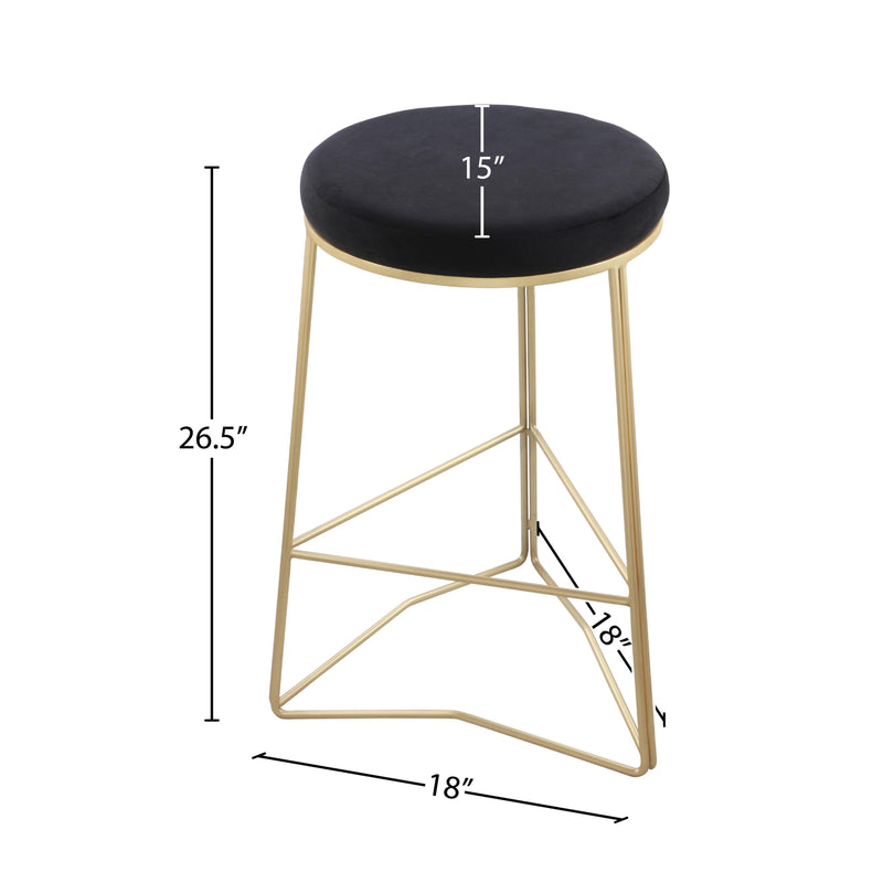 Meridian Tres Black Velvet Counter Stool IMAGE 3
