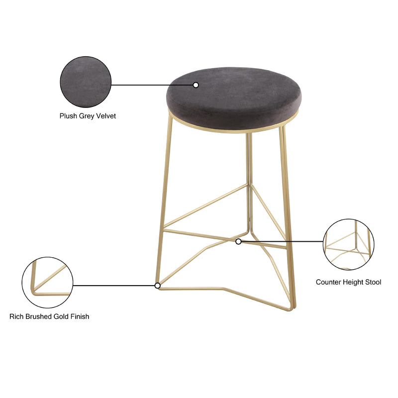 Meridian Tres Grey Velvet Counter Stool IMAGE 4