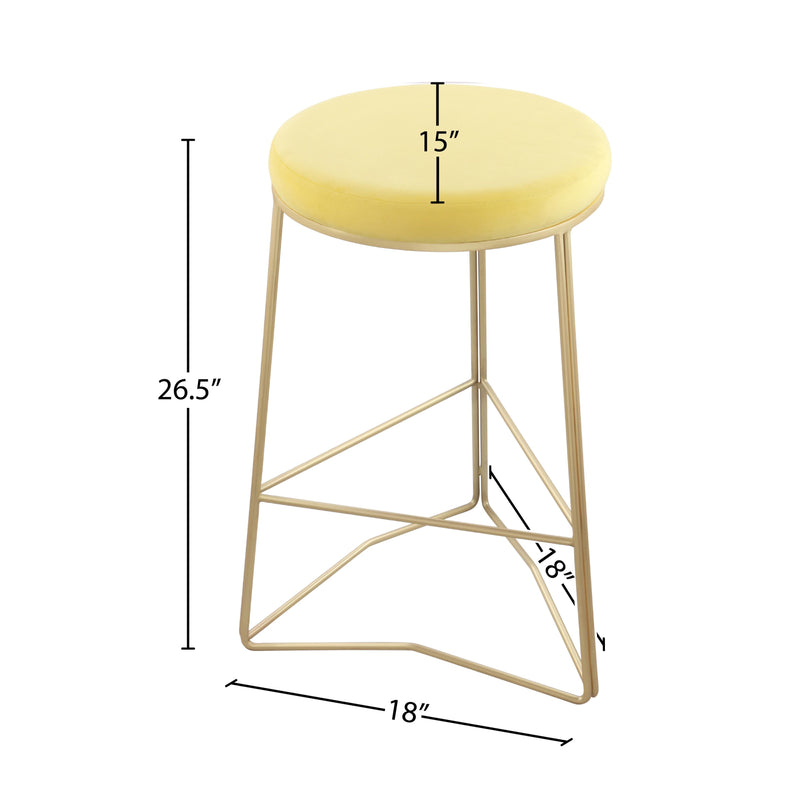 Meridian Tres Yellow Velvet Counter Stool IMAGE 3