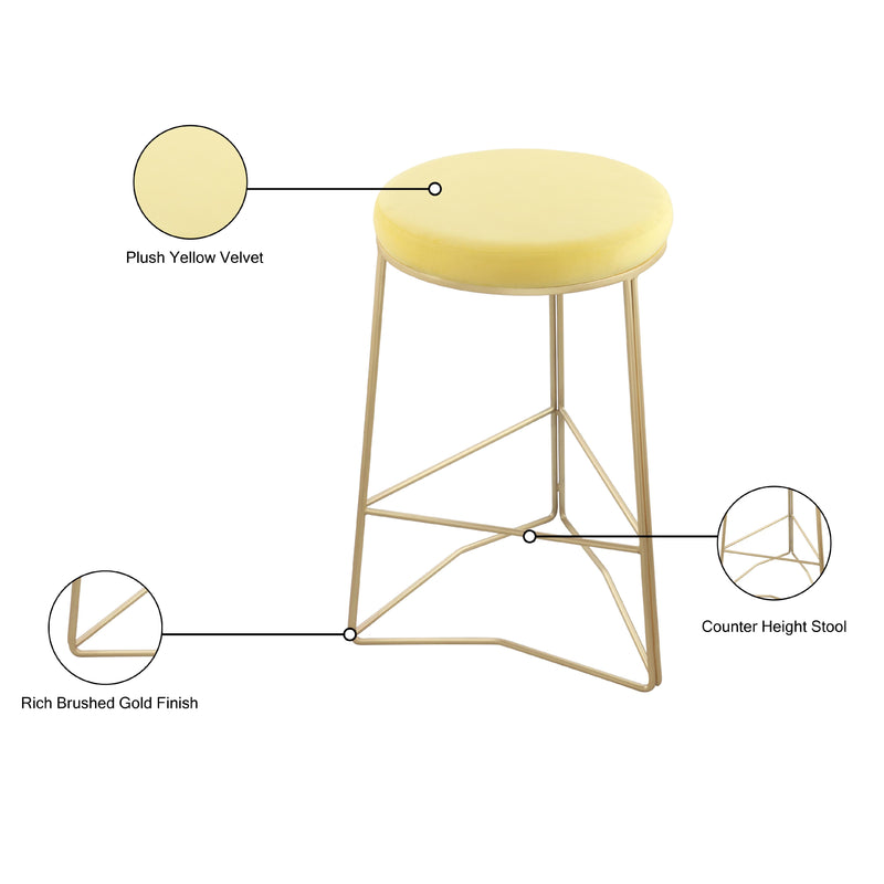Meridian Tres Yellow Velvet Counter Stool IMAGE 4