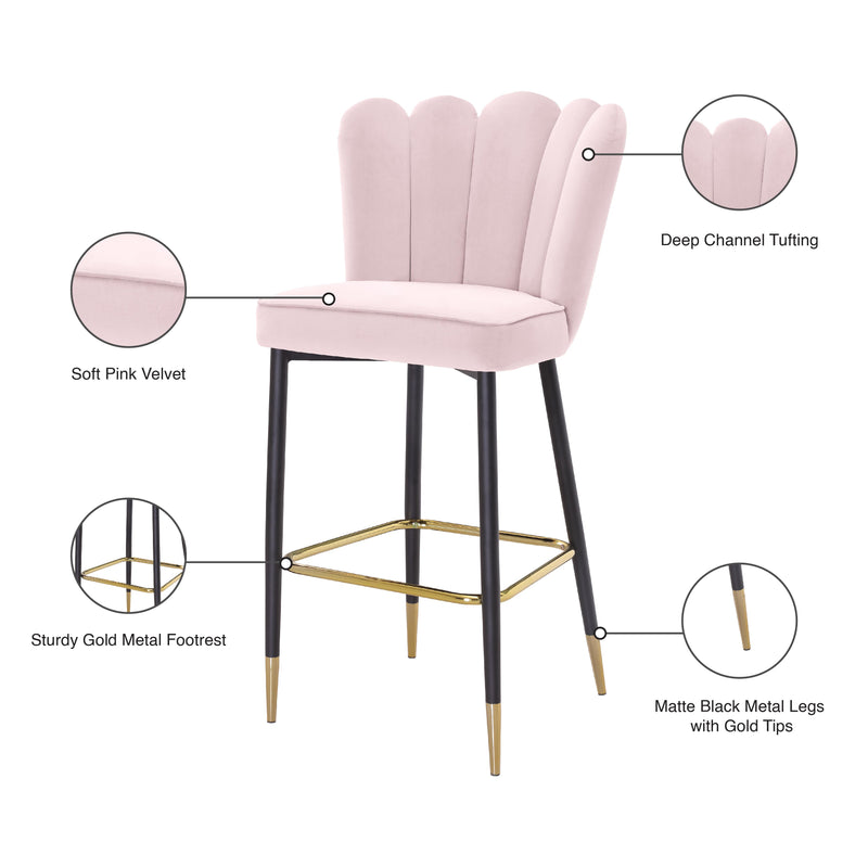 Meridian Lily Pink Velvet Stool IMAGE 9
