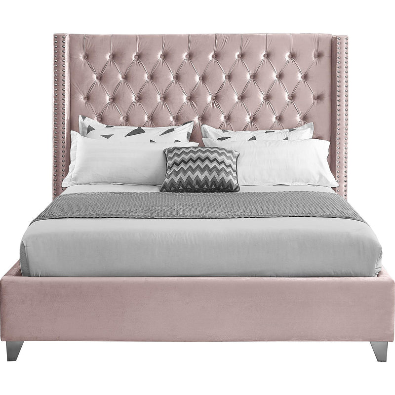 Meridian Aiden Pink Velvet King Bed IMAGE 3