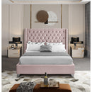 Meridian Aiden Pink Velvet King Bed IMAGE 4