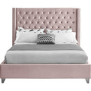 Meridian Aiden Pink Velvet Queen Bed IMAGE 3