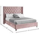 Meridian Aiden Pink Velvet Queen Bed IMAGE 8