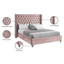 Meridian Aiden Pink Velvet Queen Bed IMAGE 9