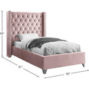 Meridian Aiden Pink Velvet Twin Bed IMAGE 4