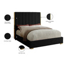 Meridian Becca Black Velvet Full Bed IMAGE 4