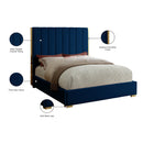 Meridian Becca Navy Velvet Full Bed IMAGE 4