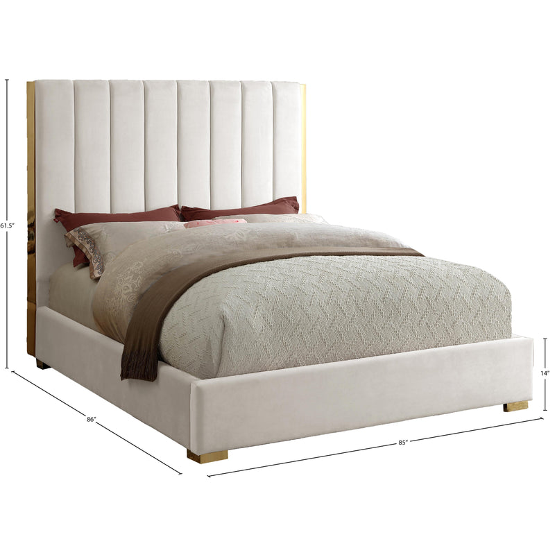 Meridian Becca Cream Velvet King Bed IMAGE 3