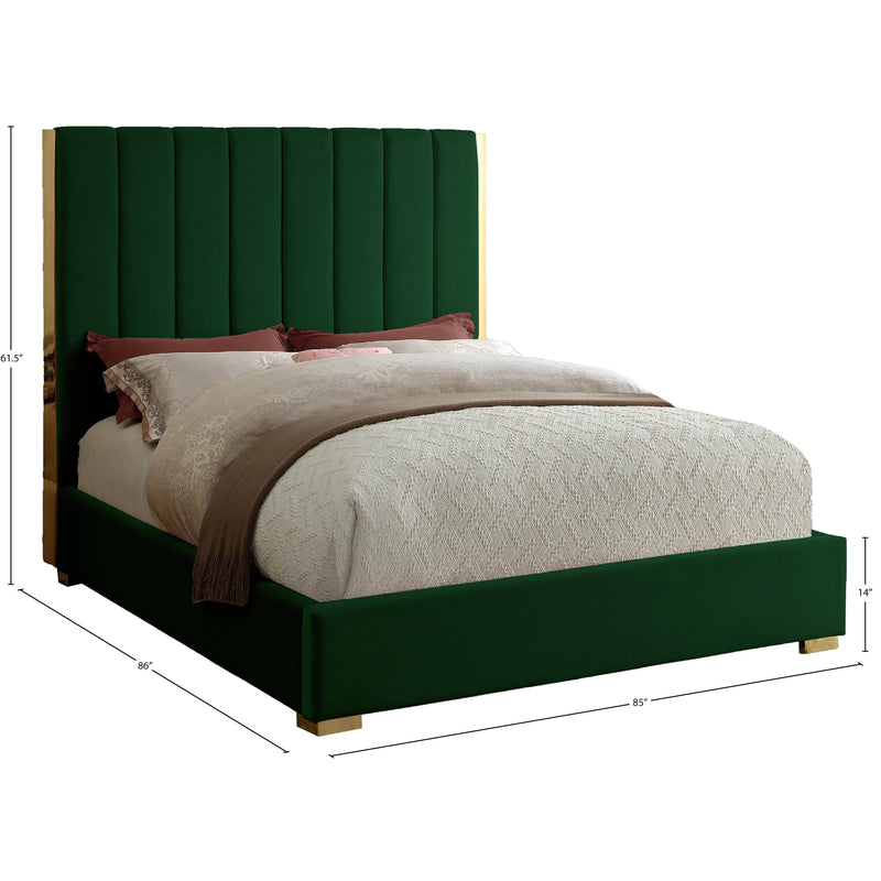 Meridian Becca Green Velvet King Bed IMAGE 3