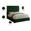 Meridian Becca Green Velvet King Bed IMAGE 4