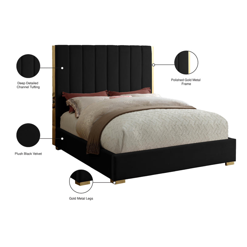 Meridian Becca Black Velvet Queen Bed IMAGE 4