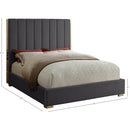 Meridian Becca Grey Velvet Queen Bed IMAGE 3