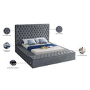 Meridian Bliss Grey Velvet King Bed (3 Boxes) IMAGE 11