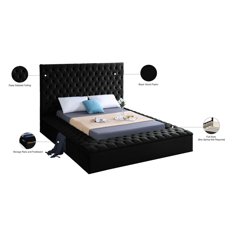 Meridian Bliss Black Velvet Queen Bed (3 Boxes) IMAGE 10