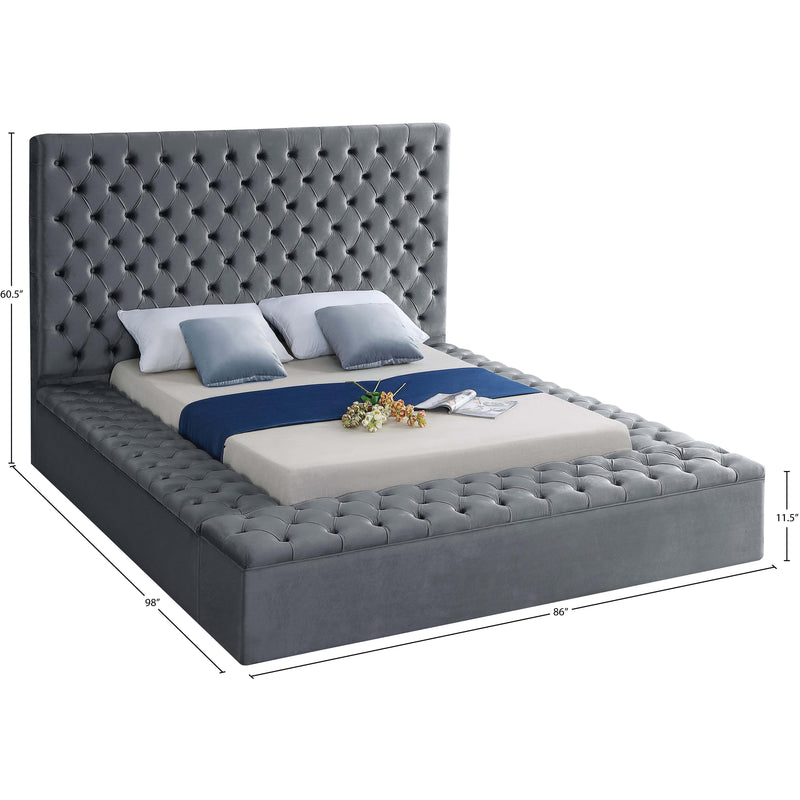 Meridian Bliss Grey Velvet Queen Bed (3 Boxes) IMAGE 10