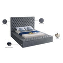 Meridian Bliss Grey Velvet Queen Bed (3 Boxes) IMAGE 11