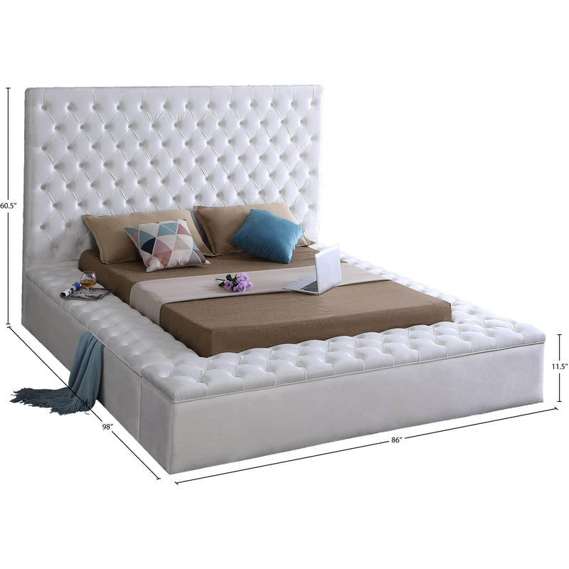 Meridian Bliss White Velvet Queen Bed (3 Boxes) IMAGE 9