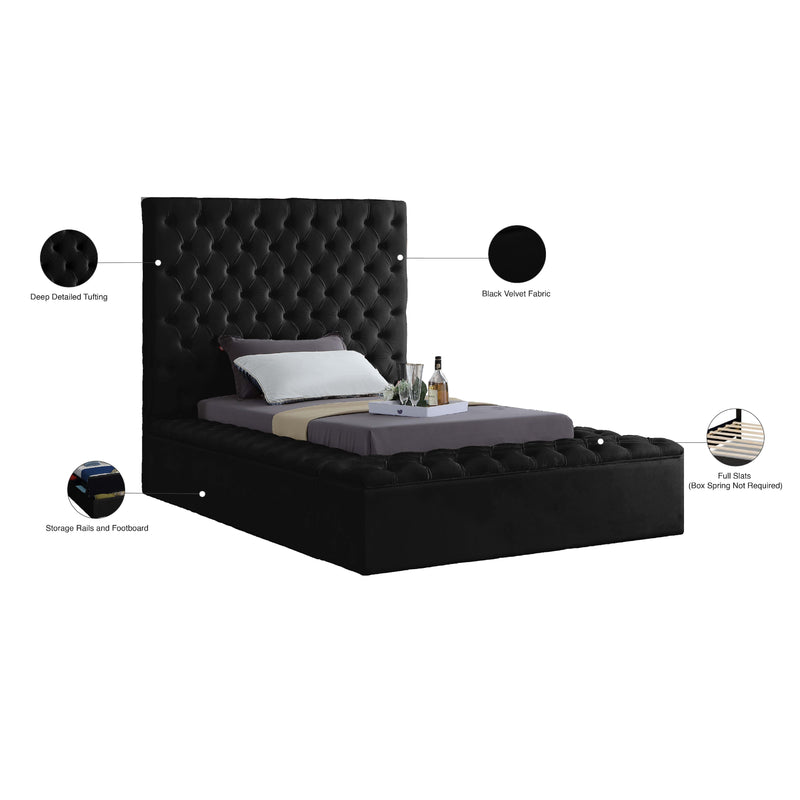 Meridian Bliss Black Velvet Twin Bed (3 Boxes) IMAGE 10
