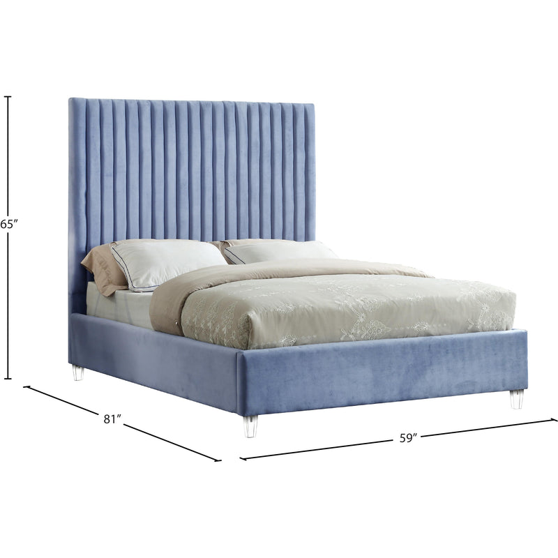 Meridian Candace Sky Blue Velvet Full Bed IMAGE 6