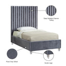 Meridian Candace Grey Velvet Twin Bed IMAGE 4