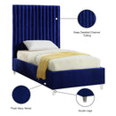 Meridian Candace Navy Velvet Twin Bed IMAGE 5