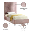 Meridian Candace Pink Velvet Twin Bed IMAGE 4