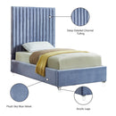 Meridian Candace Sky Blue Velvet Twin Bed IMAGE 5