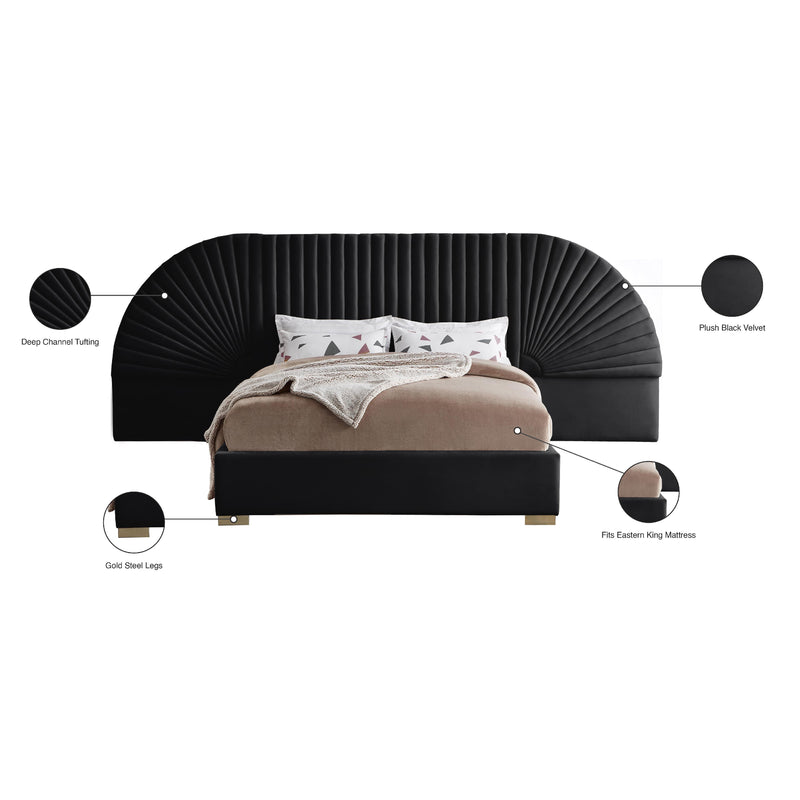 Meridian Cleo Black Velvet King Bed (3 Boxes) IMAGE 6
