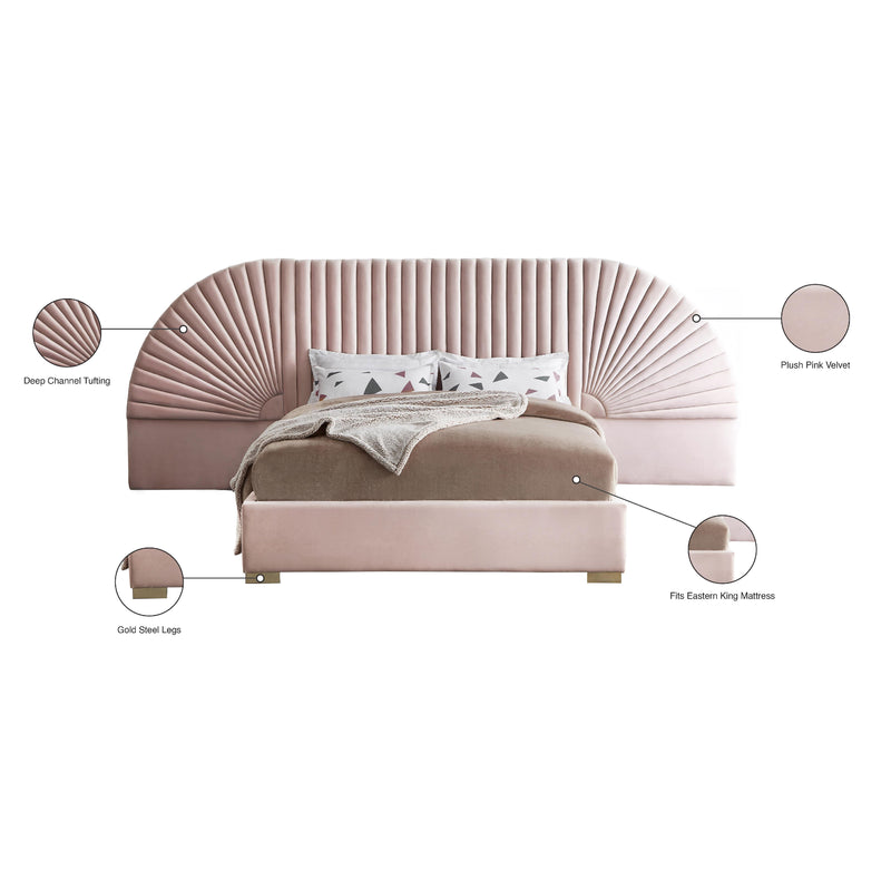 Meridian Cleo Pink Velvet King Bed (3 Boxes) IMAGE 6