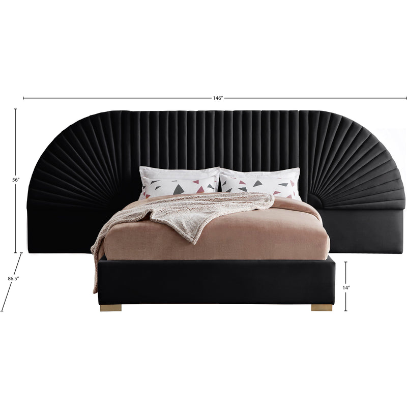 Meridian Cleo Black Velvet Queen Bed (3 Boxes) IMAGE 5
