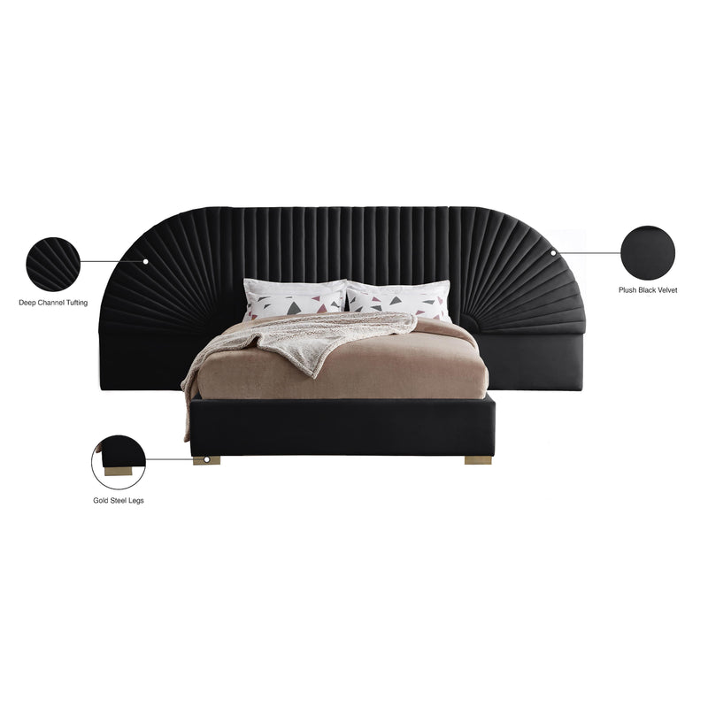 Meridian Cleo Black Velvet Queen Bed (3 Boxes) IMAGE 6