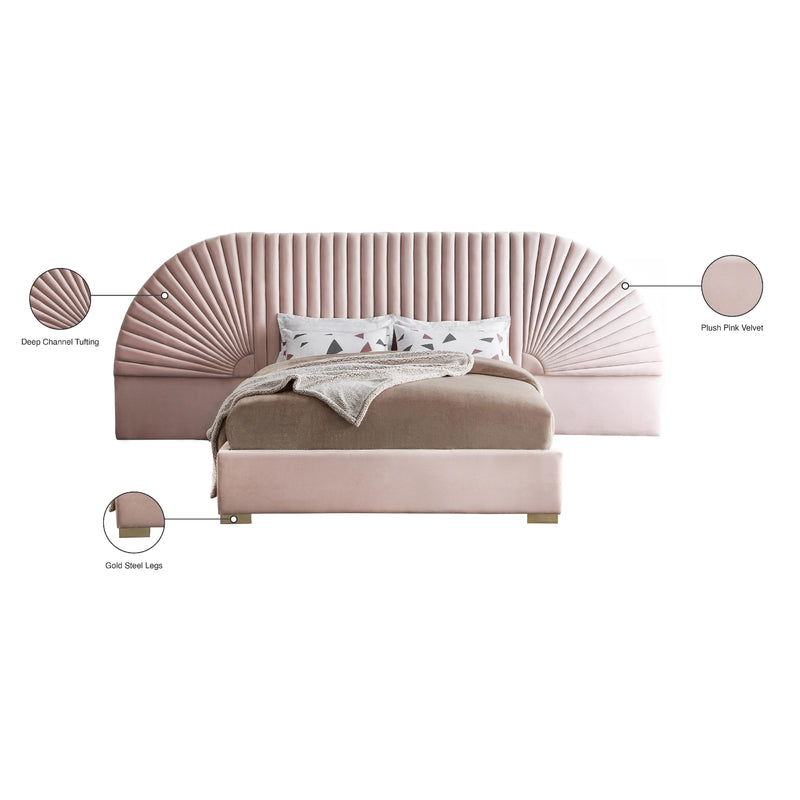 Meridian Cleo Pink Velvet Queen Bed (3 Boxes) IMAGE 6