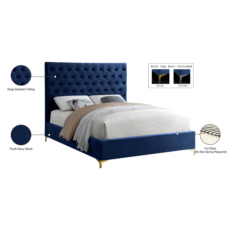 Meridian Cruz Navy Velvet Full Bed IMAGE 10