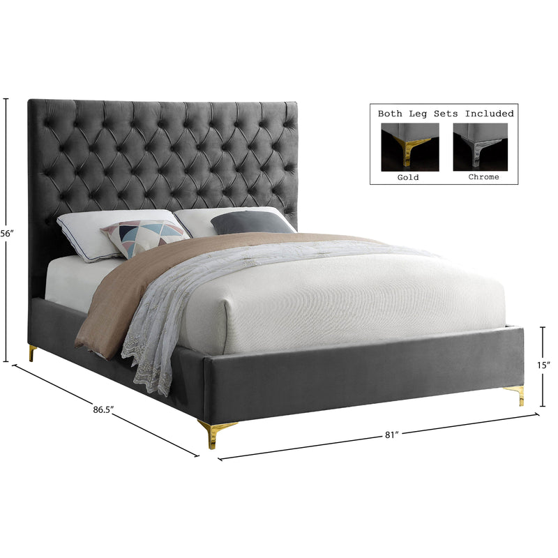 Meridian Cruz Grey Velvet King Bed IMAGE 9