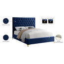 Meridian Cruz Navy Velvet King Bed IMAGE 10