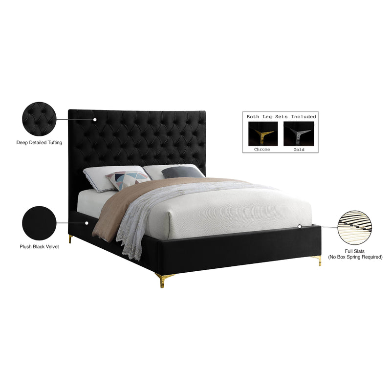Meridian Cruz Black Velvet Queen Bed IMAGE 10
