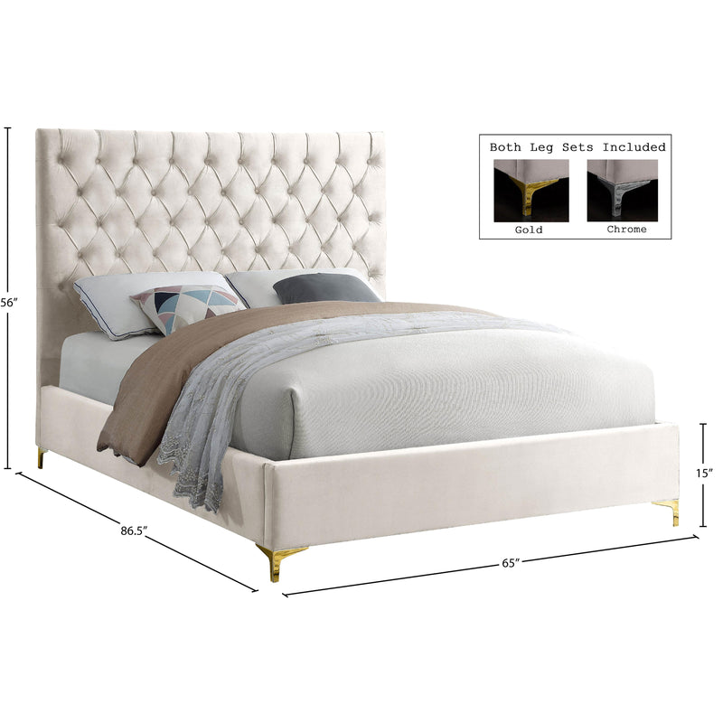 Meridian Cruz Cream Velvet Queen Bed IMAGE 9