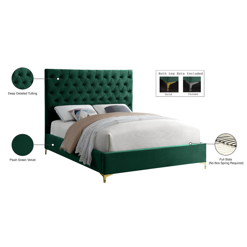 Meridian Cruz Green Velvet Queen Bed IMAGE 10