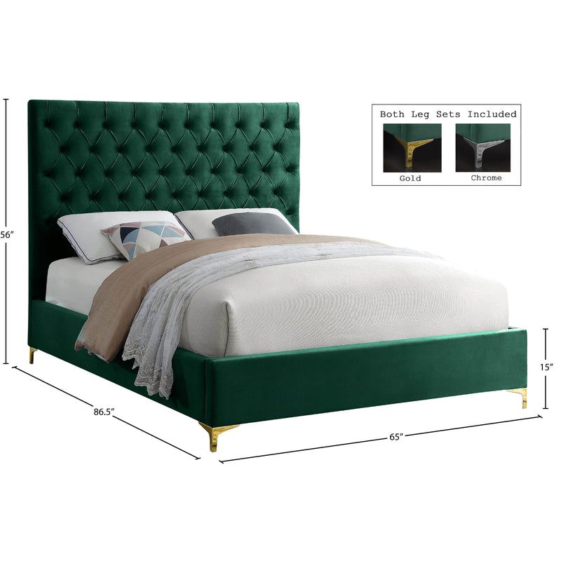 Meridian Cruz Green Velvet Queen Bed IMAGE 9