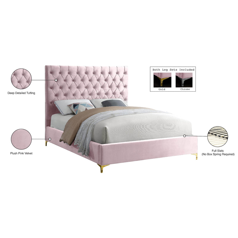 Meridian Cruz Pink Velvet Queen Bed IMAGE 10