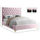 Meridian Cruz Pink Velvet Queen Bed IMAGE 9