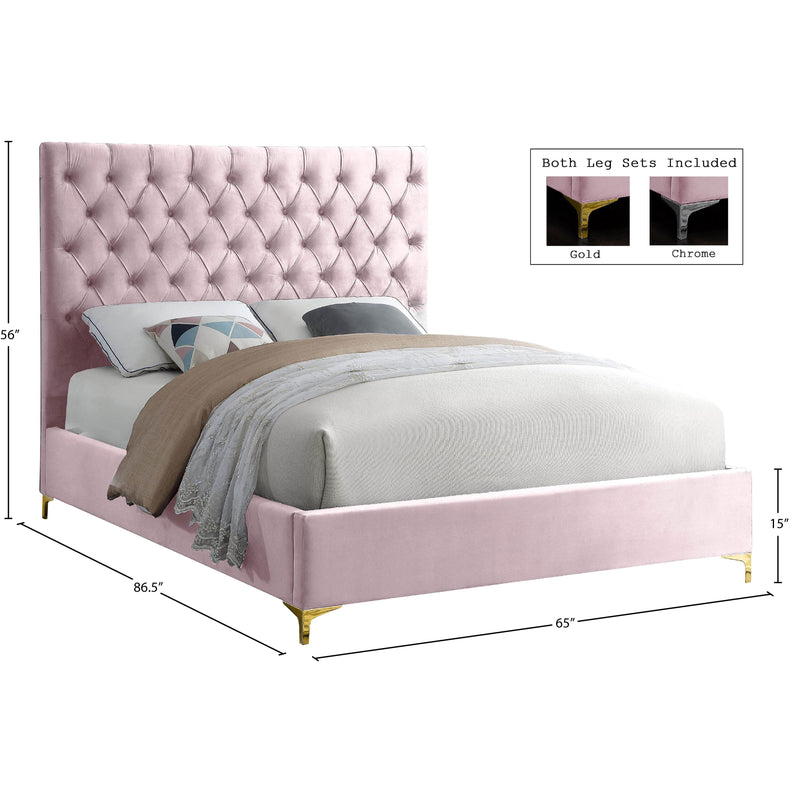 Meridian Cruz Pink Velvet Queen Bed IMAGE 9